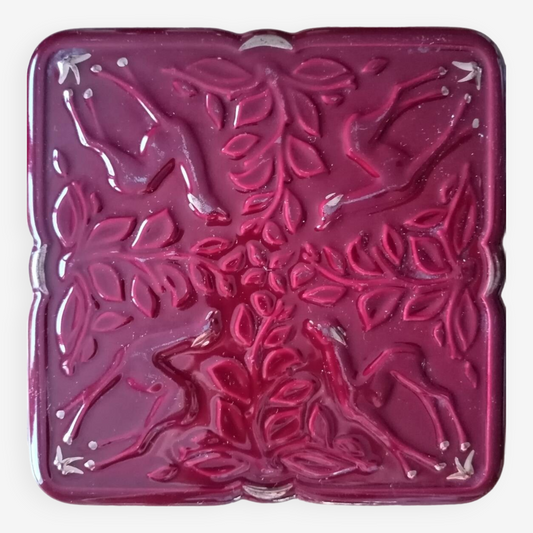 Vintage art deco style cherry red trivet