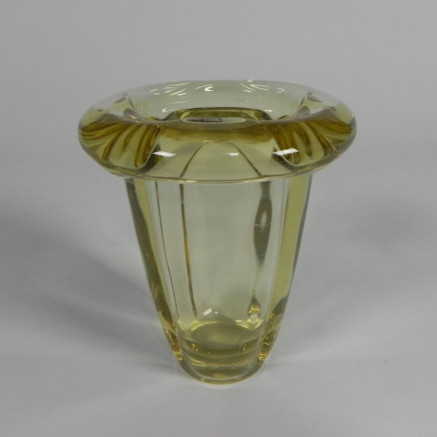 Art Deco thick glass vase with folded edge