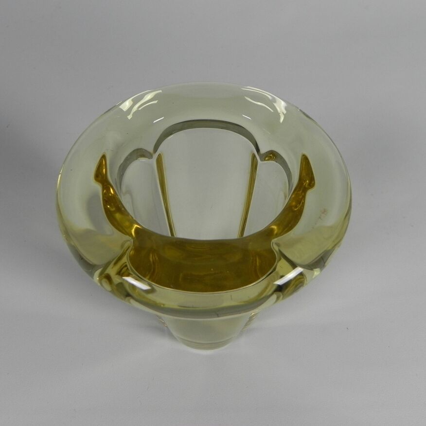 Art Deco thick glass vase with folded edge