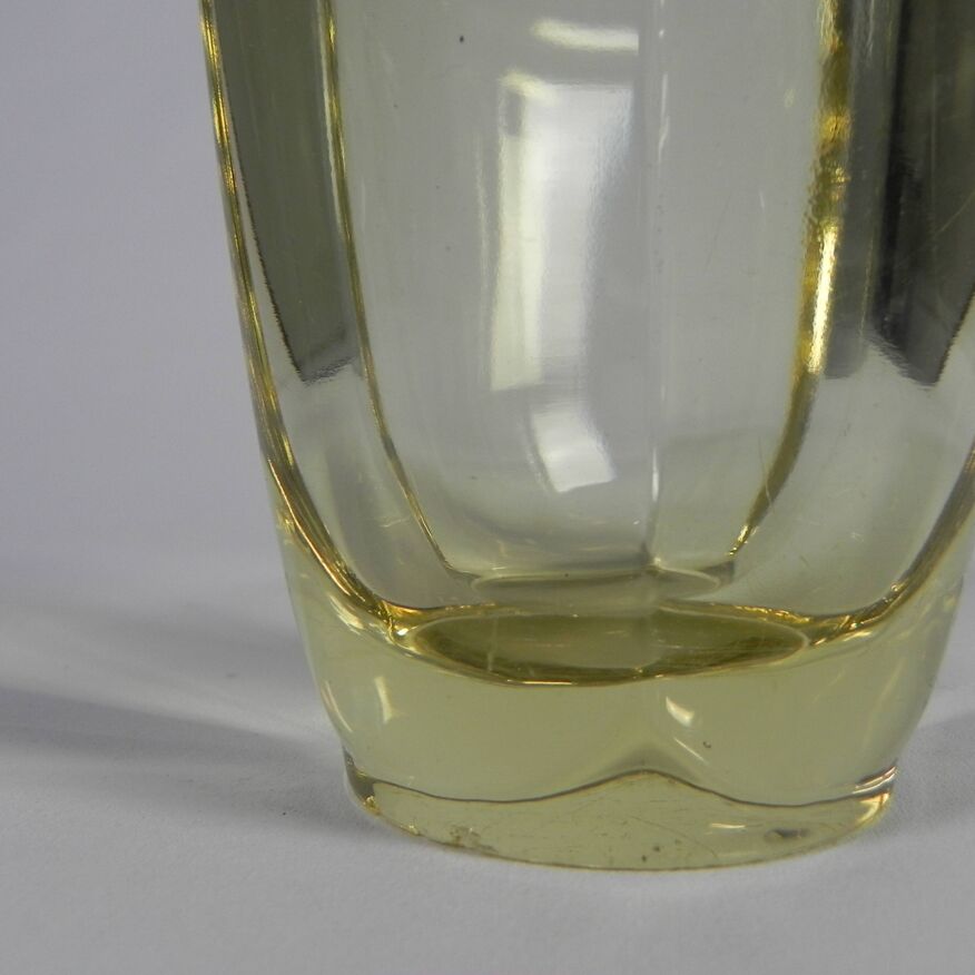 Art Deco thick glass vase with folded edge