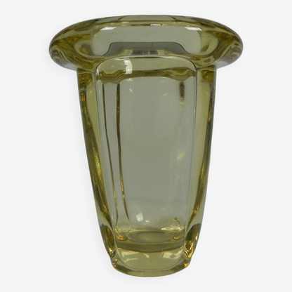 Art Deco thick glass vase with folded edge